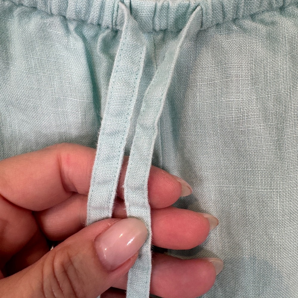 EILEEN FISHER Woman Irish‎ Linen Pants Plus Size 2X Mint Green Coastal Split Hem - Picture 4 of 9